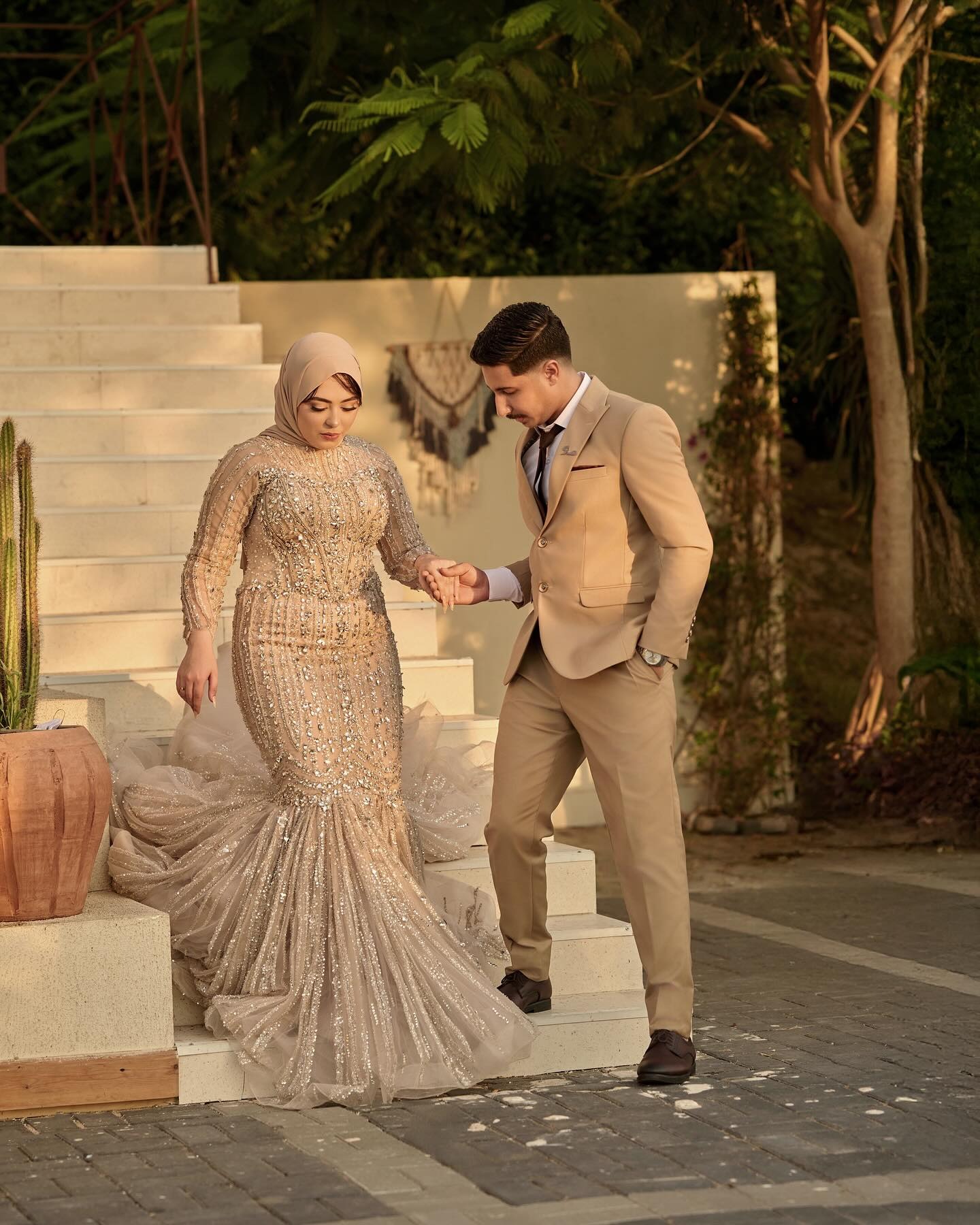 Couple on stairs